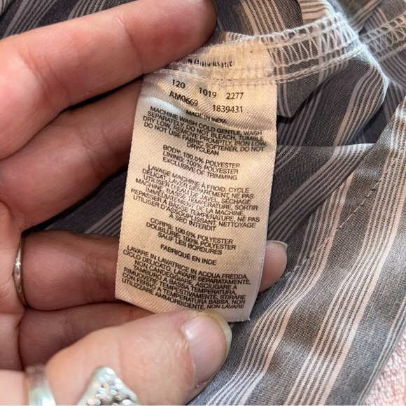Columbia Omni Shade gray striped short sleeve button down UPF30 zip pocket L - Picture 6 of 9